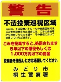 ポスター：：不法投棄巡視地域の警告看板