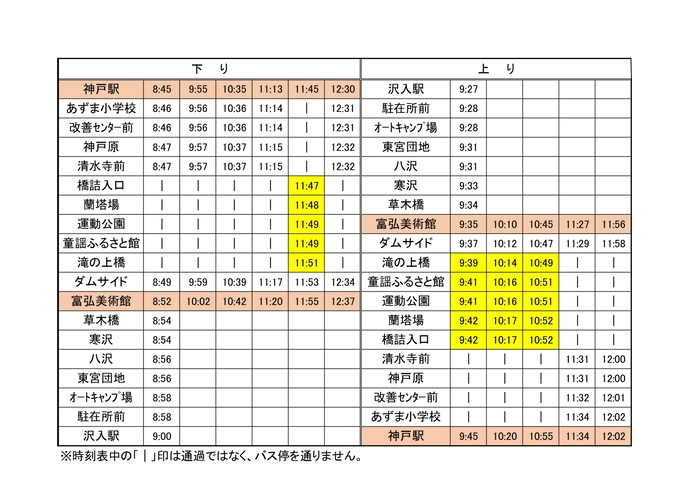 時刻表