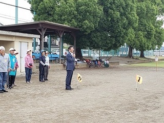 写真：みどり市長杯争奪戦大間々地区グランドゴルフ大会開会式