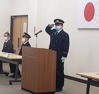 写真：みどり市消防団辞令交付式