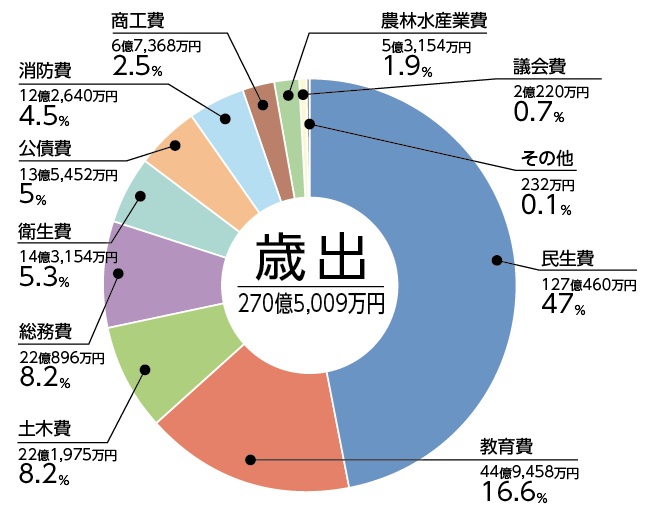 画像：令和2年歳出の円グラフ