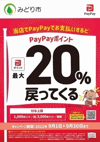ポスター：令和4年度第3回みどり市定例記者会見Part4（PayPay株式会社のポイント還元事業）
