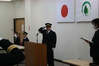 写真：みどり市消防団辞令交付式