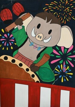 写真:「お祭り大好きみどモス」の絵
