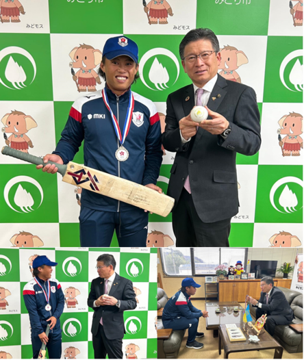 写真：クリケット日本代表宮内選手が 大会結果報告