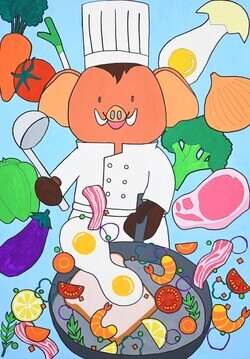 写真:「みんなを笑顔にするコックさん」の絵