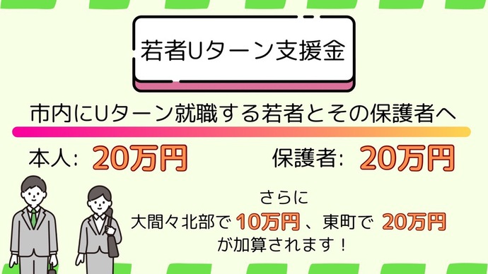 Uターン移住者に対しての移住支援金