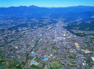 画像：大間々扇状地の航空写真