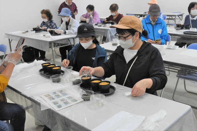 カタクリの苗床作りの様子