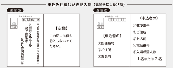 往復はがき記入例